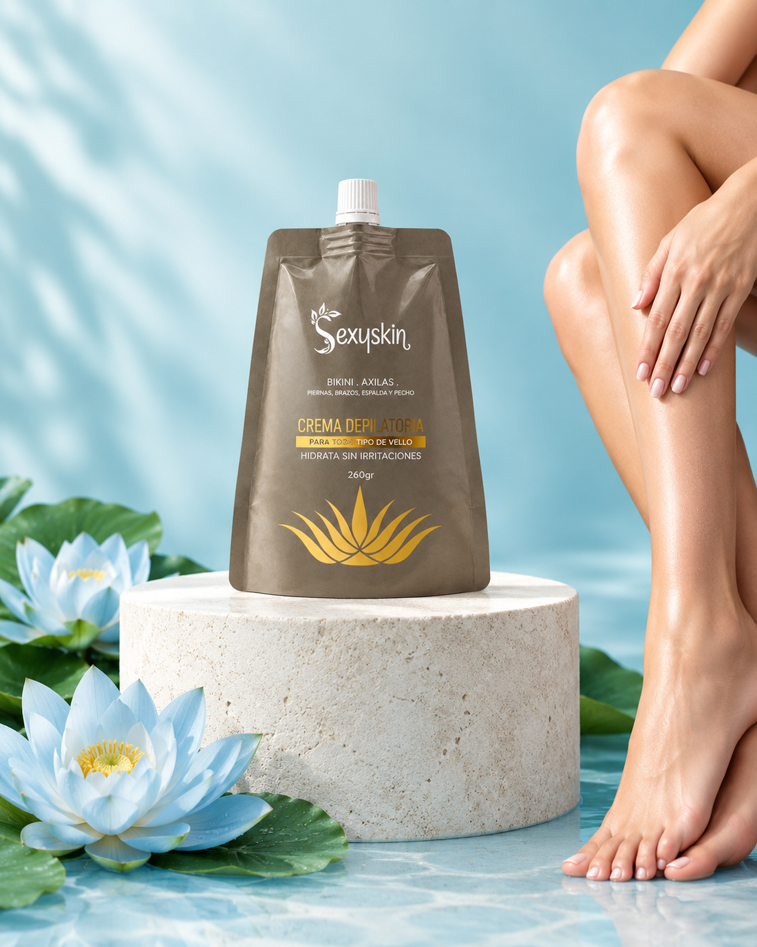 Piernas suaves y piel hidratada con la crema depilatoria Sexyskin
